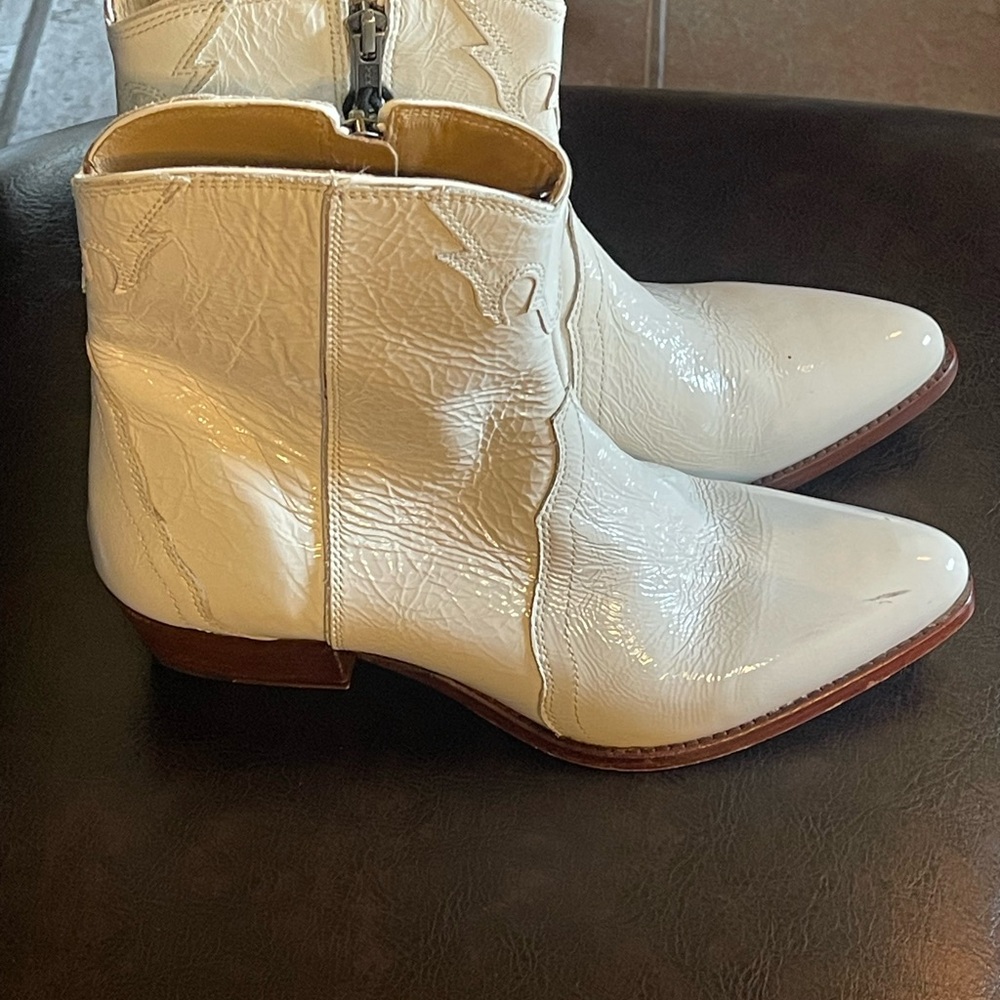 Free People White Heeled Boots with Western Flair